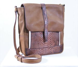 Sac en cuir marron et python marron